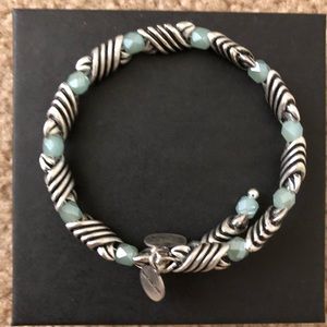 Alex and Ani silver and mint wrap bracelet